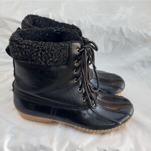 Nature Breeze Womens Winter Boots Mid Calf Water Proof Faux  Fur Black Size 8